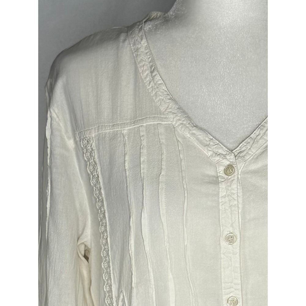 G Designs Natural Fashions Cream Embroidered Cotton Tunic Top Peru Boho Medium - Picture 10 of 10